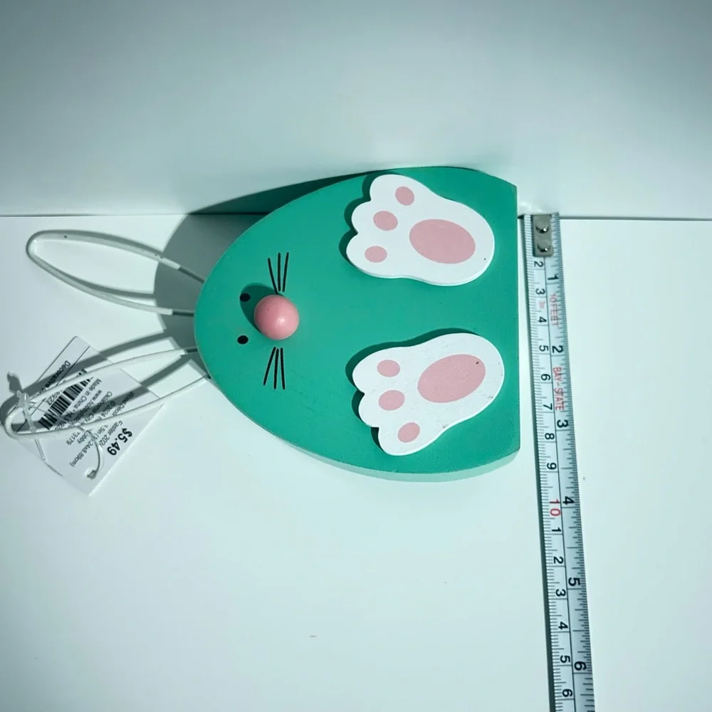 Easter Bunny Feet Wood Metal Ears Pastel Blue Pink Green Set 3 Fairycore NEW